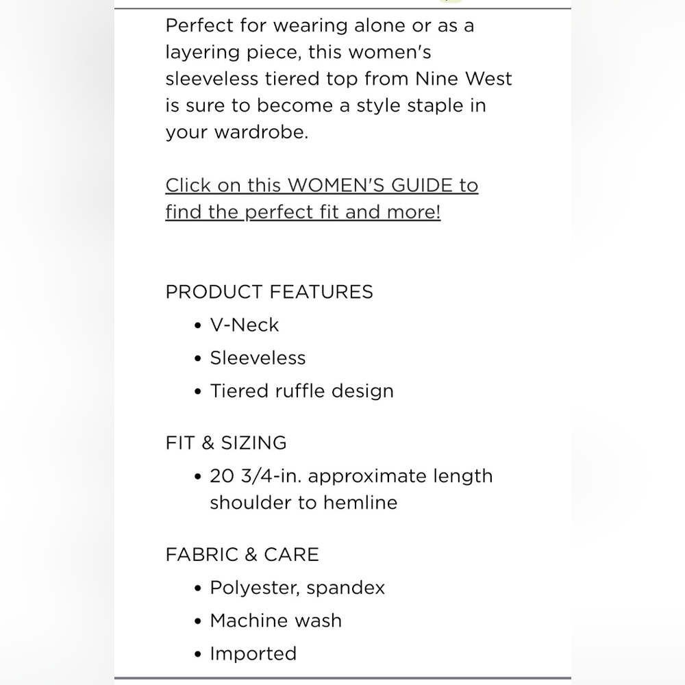 Nine West Ruffle Tank - Picture 4 of 7